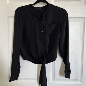 Theory Silk Button Down Tie Waist Crop Sz S (Petite)